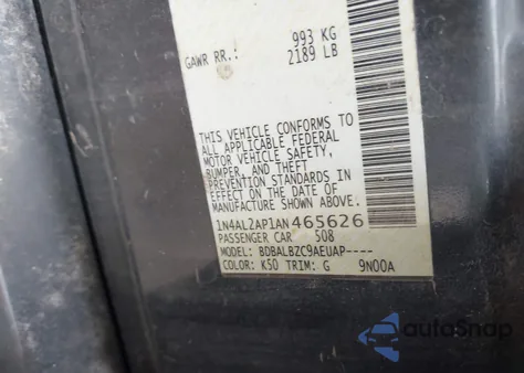2010 Nissan Altima 2.5 S from USA, damaged, VIN 1N4AL2AP1AN465626